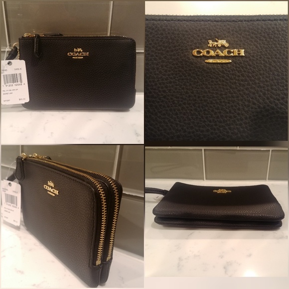 Coach Handbags - Coach Double Corner Zip F87590 Wristlet , Black